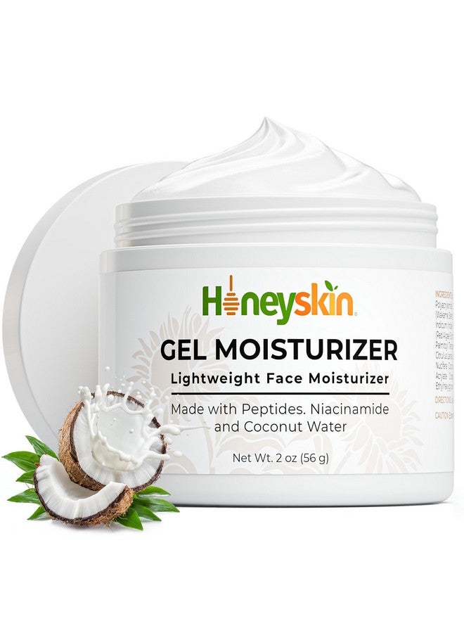 Honeyskin Gel Moisturizer for face - Lightweight Water Gel Infused with Coconut water with Niacinamide & Peptides for Deep Hydration - Hypoallergenic Face Moisturizer for Women 2oz - Image 1