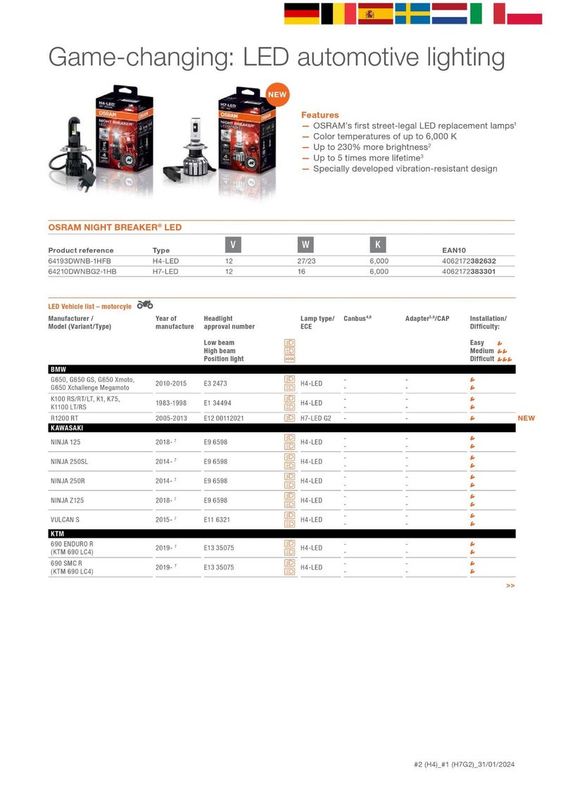 Osram Night Breaker H4 LED for Motorcycles, Up to 230% More Brightness, First Road Approved LED Retrofit Lamp for Motorcycles - Image 5