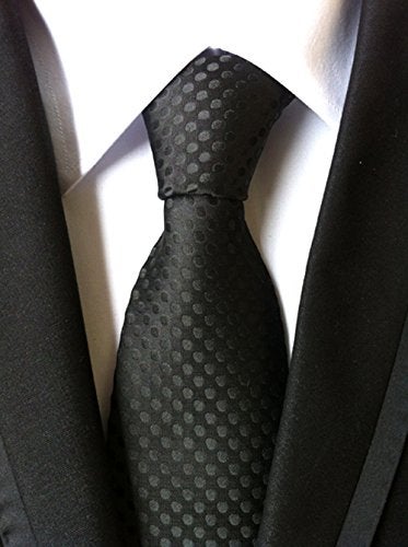 Elfeves Men Solid Black Polka Dot Silk Cravat Ties Casual Neckwear Formal Events Necktie - Image 2