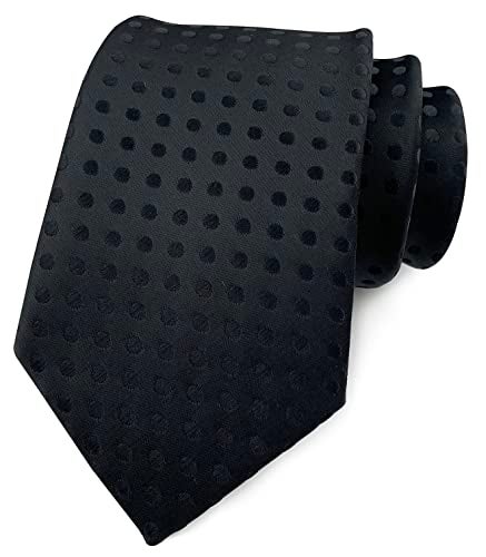 Elfeves Men Solid Black Polka Dot Silk Cravat Ties Casual Neckwear Formal Events Necktie - Image 5