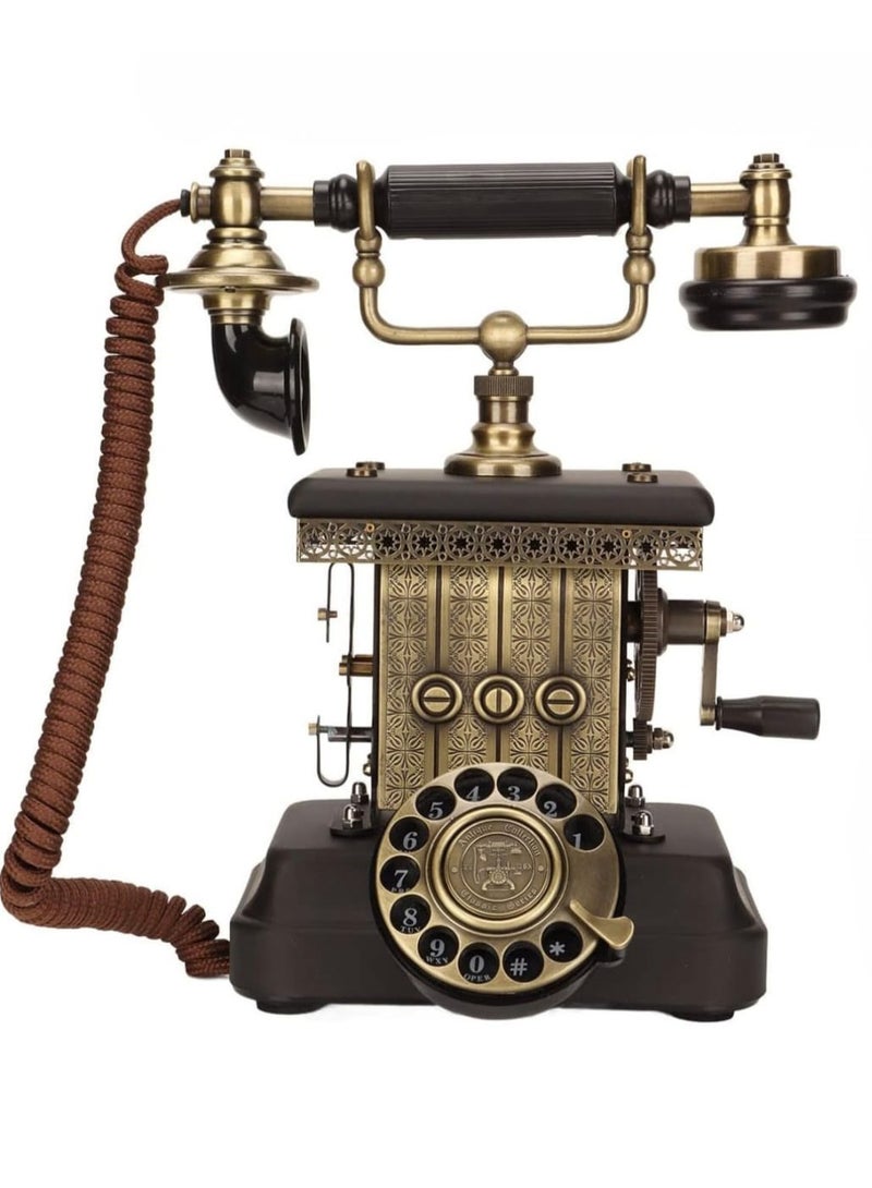 هاتف أرضي عتيق الطراز - هاتف سلكي كلاسيكي على الطراز الأوروبي - هاتف مكتبي معدني عتيق الطراز مناسب للمنزل أو المكتب أو المقهى أو ديكور البوتيك - Image 1