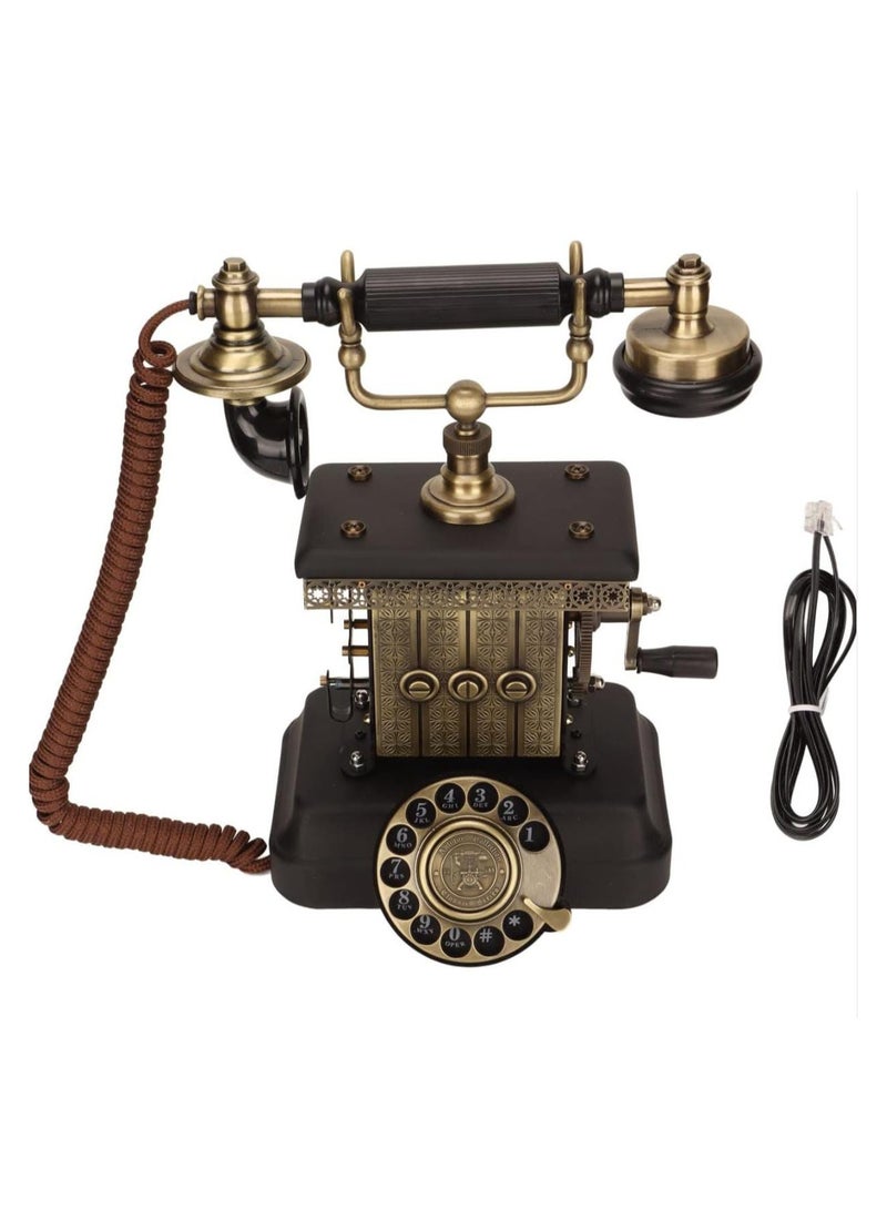 هاتف أرضي عتيق الطراز - هاتف سلكي كلاسيكي على الطراز الأوروبي - هاتف مكتبي معدني عتيق الطراز مناسب للمنزل أو المكتب أو المقهى أو ديكور البوتيك - Image 2