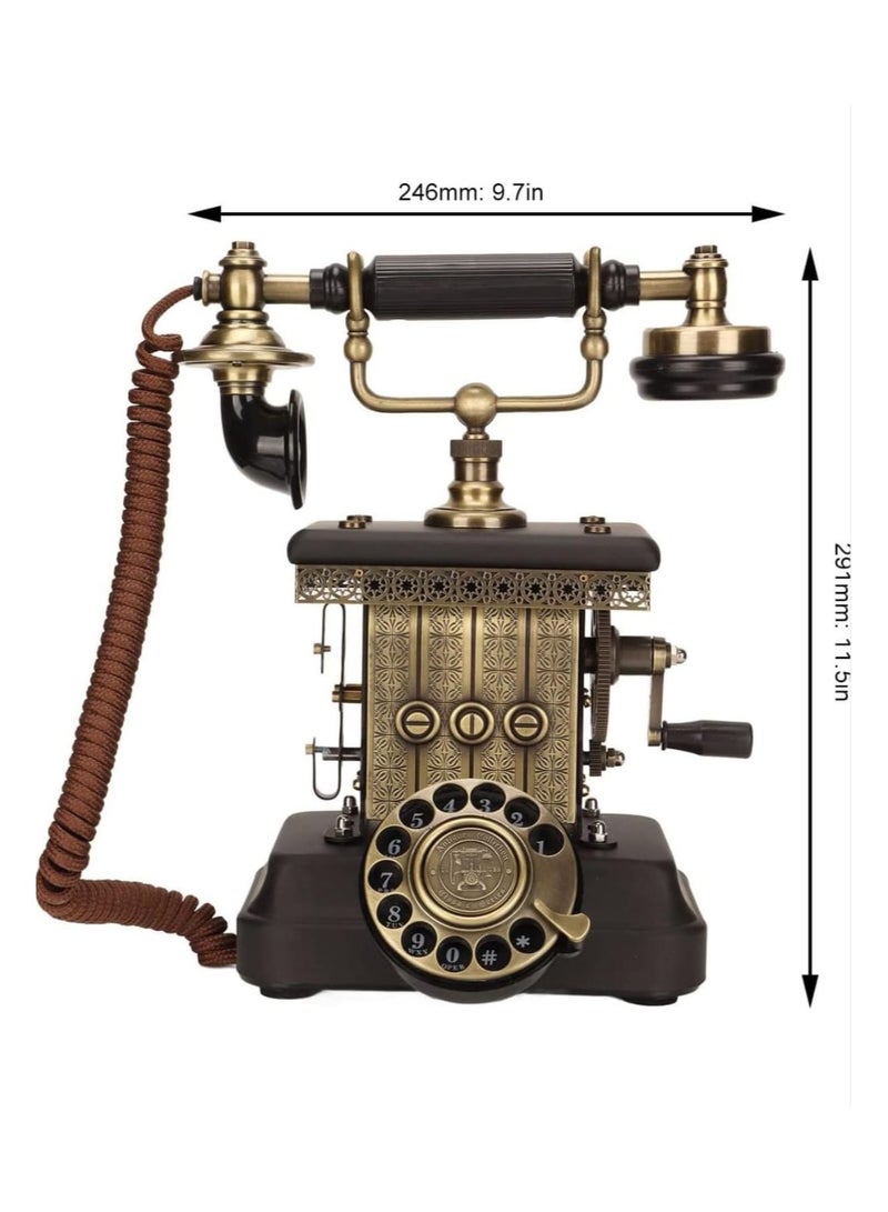 هاتف أرضي عتيق الطراز - هاتف سلكي كلاسيكي على الطراز الأوروبي - هاتف مكتبي معدني عتيق الطراز مناسب للمنزل أو المكتب أو المقهى أو ديكور البوتيك - Image 3