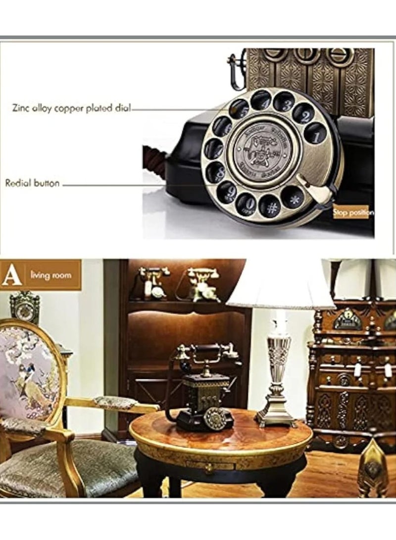 هاتف أرضي عتيق الطراز - هاتف سلكي كلاسيكي على الطراز الأوروبي - هاتف مكتبي معدني عتيق الطراز مناسب للمنزل أو المكتب أو المقهى أو ديكور البوتيك - Image 4