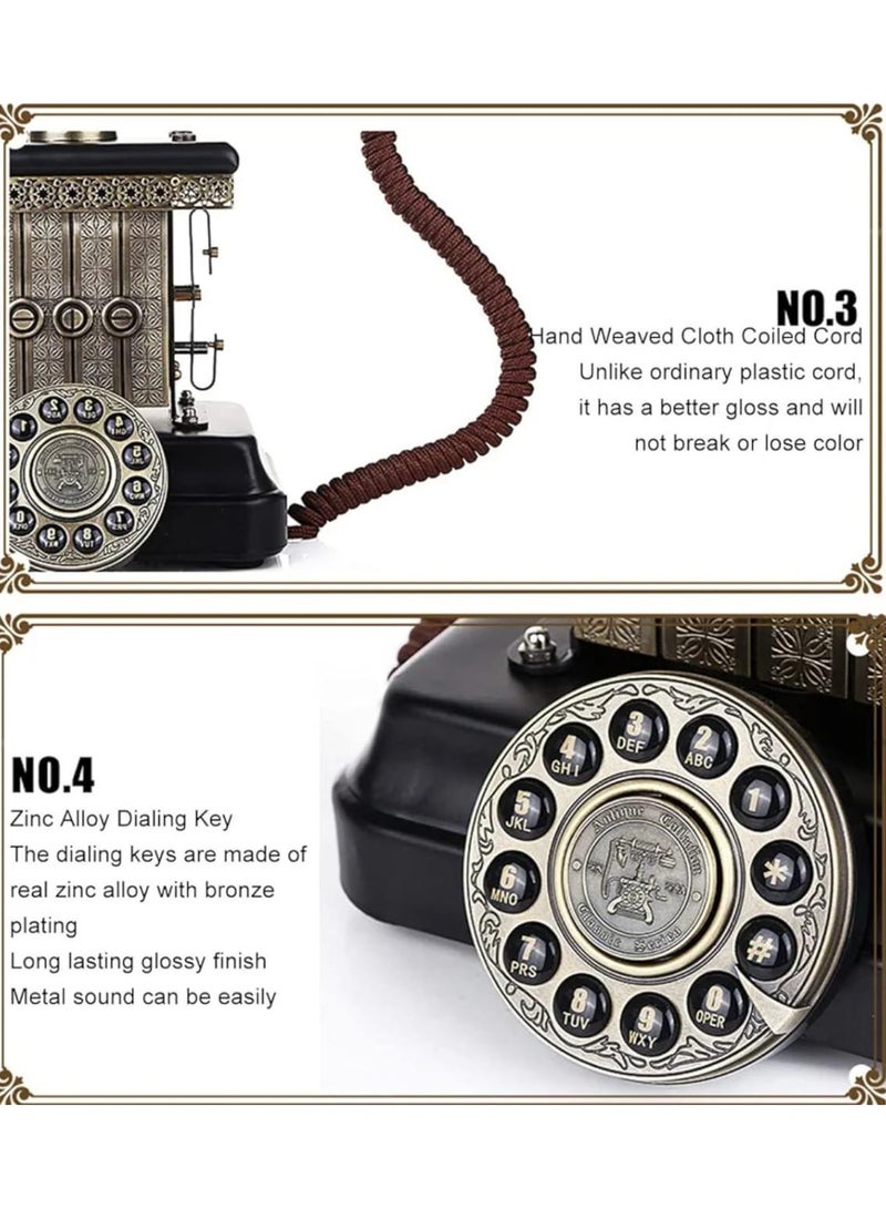 هاتف أرضي عتيق الطراز - هاتف سلكي كلاسيكي على الطراز الأوروبي - هاتف مكتبي معدني عتيق الطراز مناسب للمنزل أو المكتب أو المقهى أو ديكور البوتيك - Image 5