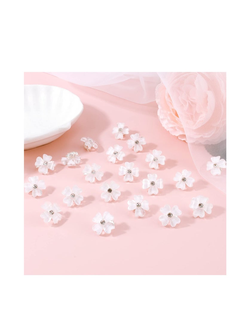 KASTWAVE 20 Pcs Tiny Claw Clips for Girls Flower, Mini Rhinestone Flower Hair Clips, Bride Wedding Hair Pins, Suitable for Decorative Hair Clips Hair Accessories for Girls - Image 5