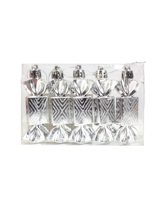 Madhoor Christmas Candles Decoration Silver 7 Cm 5 Pieces - Image 1