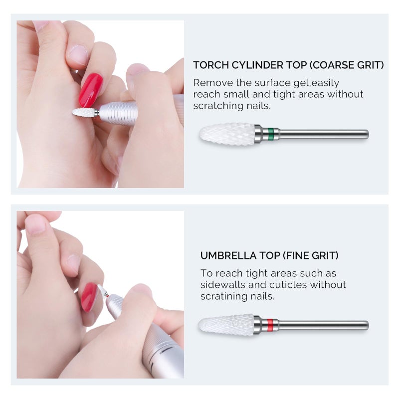 MelodySusie Ceramic Nail Drill Bits Set, 3/32'' (2.35mm) Professional Acrylic Nail File Drill Bit for Manicure Pedicure Cuticle Gel Nail Polishing 5Pcs - Image 5