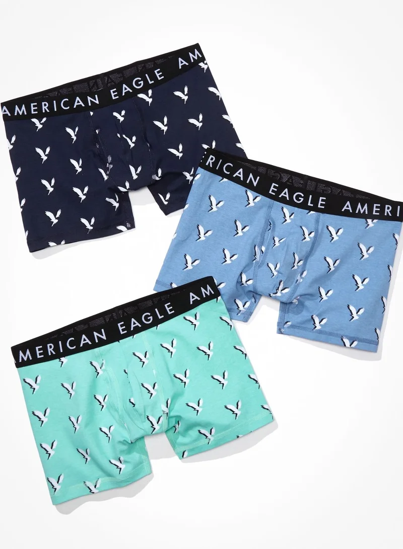 American Eagle 3 Pack Logo Band Trunks