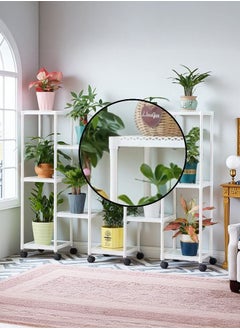 LEDIN Floor-standing flower stand balcony living room multi-layer indoor flower pot rack green radish succulent flower stand simple storage rack (White)  - Image 3