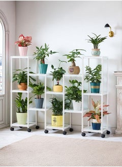 LEDIN Floor-standing flower stand balcony living room multi-layer indoor flower pot rack green radish succulent flower stand simple storage rack (White)  - Image 2
