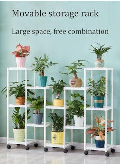 LEDIN Floor-standing flower stand balcony living room multi-layer indoor flower pot rack green radish succulent flower stand simple storage rack (White)  - Image 5