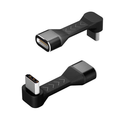 PeakDo USB-C Male to Female Adapter 90 Degree,18W Flexural USB Type C Adapter Extension for Steam Deck,ROG Ally,Switch,Laptop,Tablet and Mobile Phones,Supports 4K@60Hz,10Gbps Data Transfer(2 Pack) - Image 1