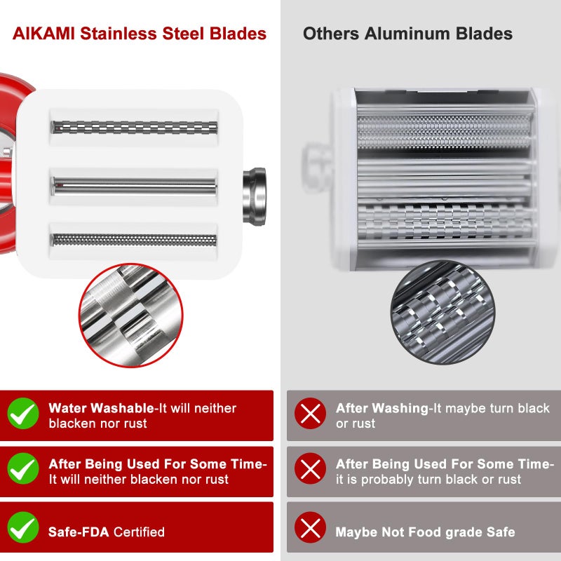 AIKAMI Metal Pasta Maker Attachment for Kitchenaid Stand Mixers 3 in 1 Set Includes Pasta Roller Spaghetti Cutter & Fettuccine Cutter and Cleaning Brush, Pasta Attachment - Image 5