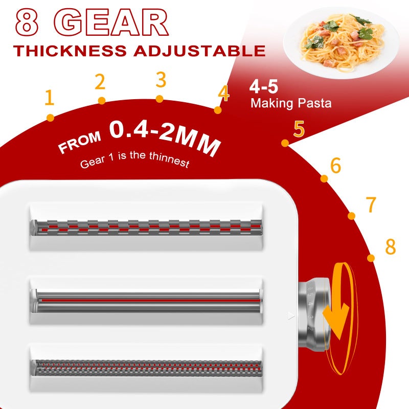 AIKAMI Metal Pasta Maker Attachment for Kitchenaid Stand Mixers 3 in 1 Set Includes Pasta Roller Spaghetti Cutter & Fettuccine Cutter and Cleaning Brush, Pasta Attachment - Image 3