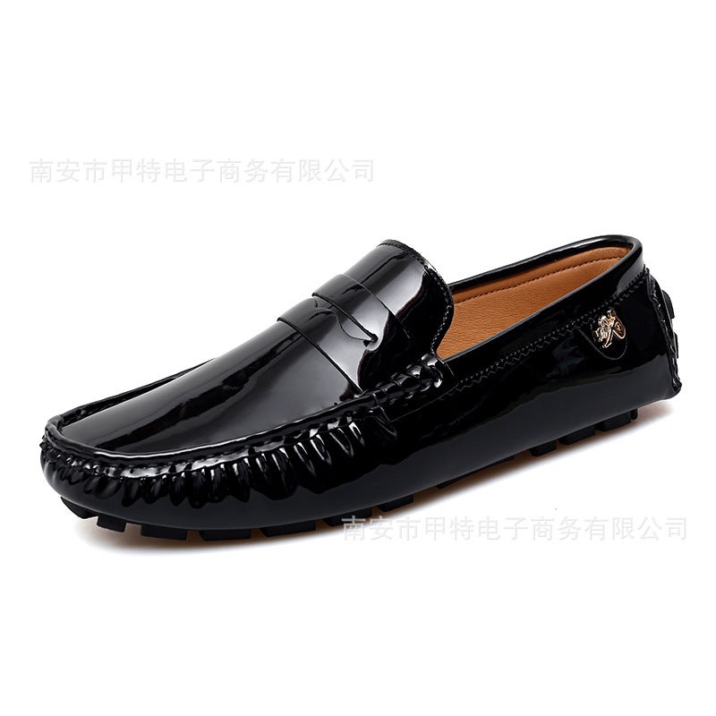 Couple Style Lightweight Slip-On Shoes British Style Slip-On Loafers Glossy Casual Shoes Size 50 Men'S Shoes - Image 1