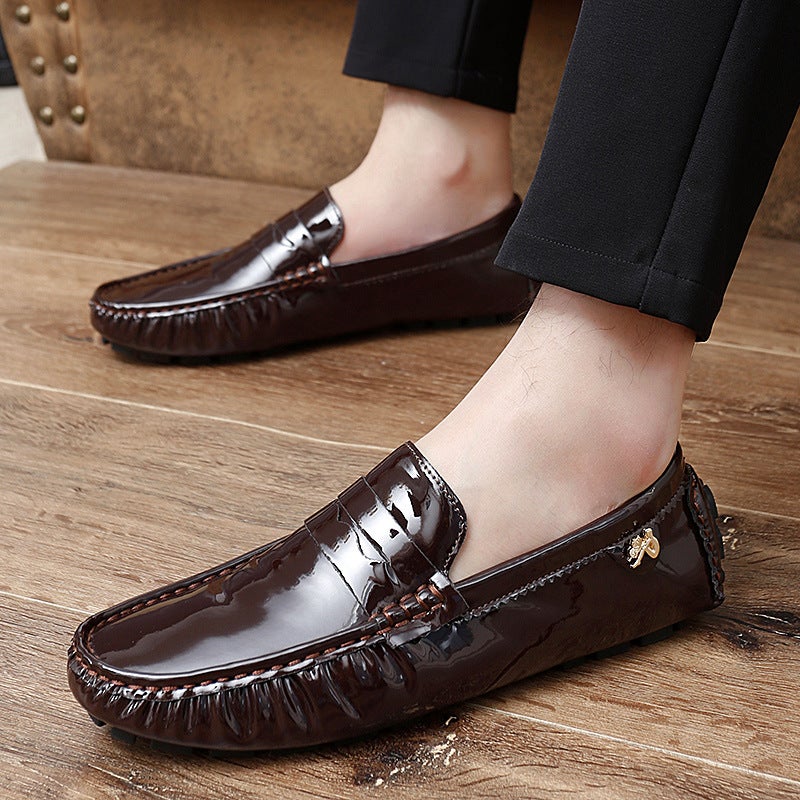 Couple Style Lightweight Slip-On Shoes British Style Slip-On Loafers Glossy Casual Shoes Size 50 Men'S Shoes - Image 4