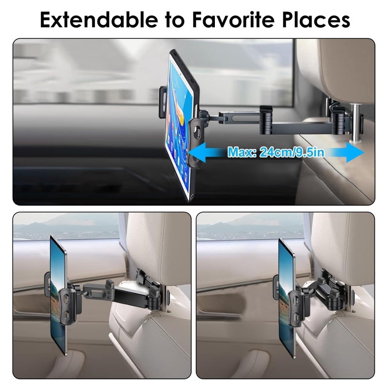 لينك ستايل Linkstyle Car Tablet Holder, Stretchable Headrest Tablet Mount - Image 4