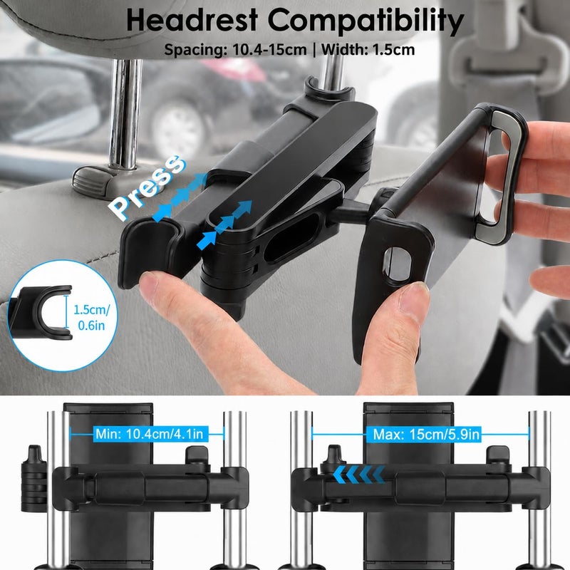 لينك ستايل Linkstyle Car Tablet Holder, Stretchable Headrest Tablet Mount - Image 3