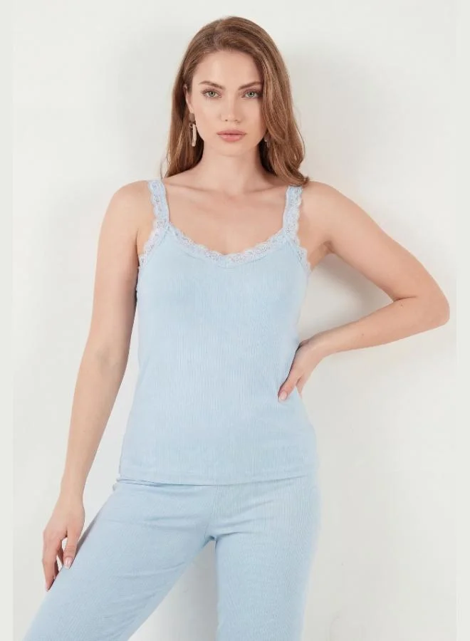 Lela  Lela Regular Fit Lace Detail Strappy Round Neck Pajama Set for Women PAJAMA SET 65770822 for Women | Best Price UAE