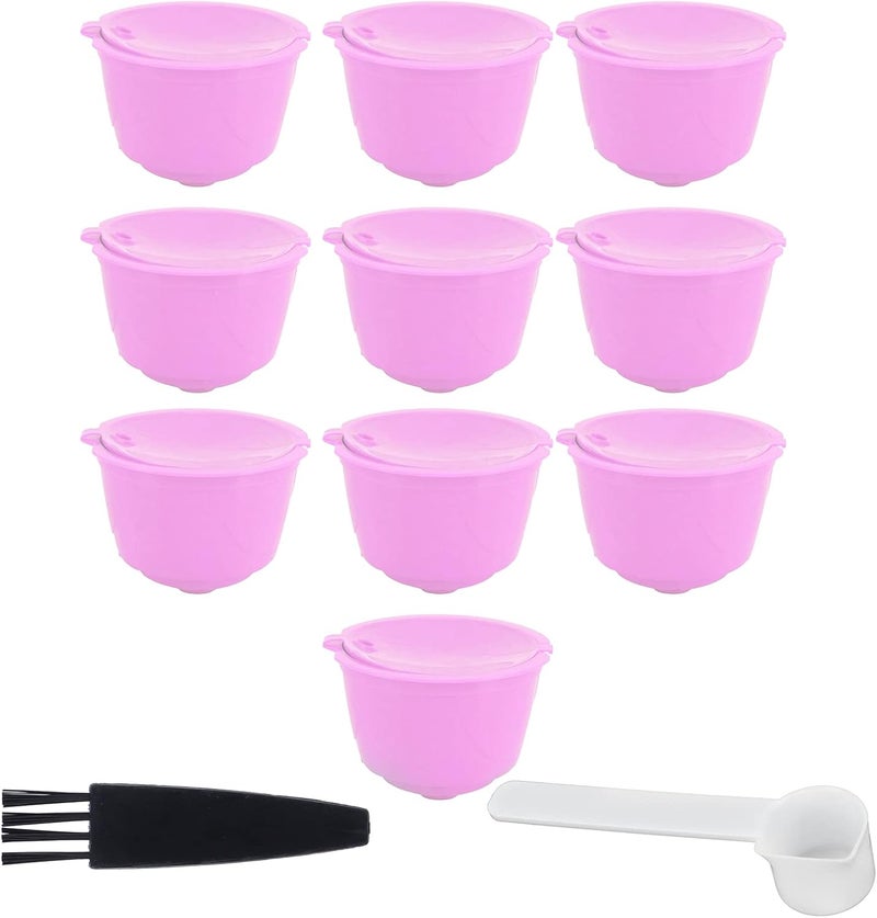 Reusable Coffee Capsules Set, Refillable Stainless Steel Filter Cup for Coffee Machine, Premium PP and 304 Steel Pods with Rich Flavor Extraction (10 cups + 1 spoon + 1 brush) - Image 1