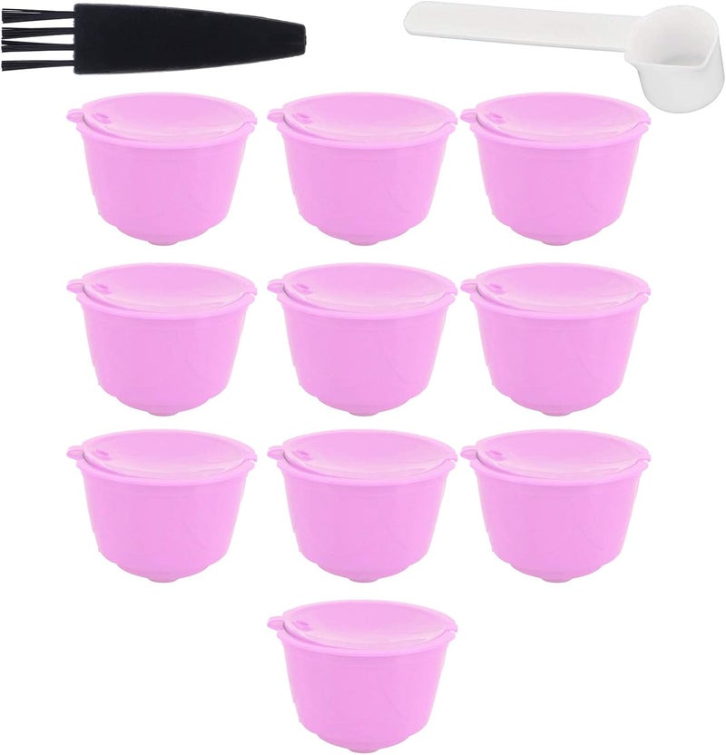 Reusable Coffee Capsules Set, Refillable Stainless Steel Filter Cup for Coffee Machine, Premium PP and 304 Steel Pods with Rich Flavor Extraction (10 cups + 1 spoon + 1 brush) - Image 2