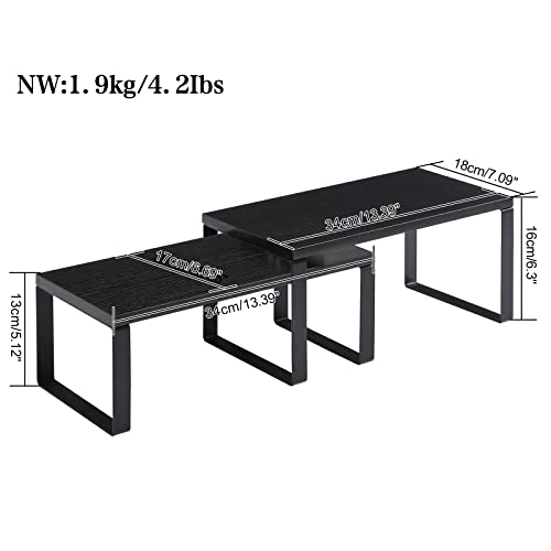 YMYNY Cabinet Shelf Organizer, Countertop Shelves Set of 2, Kitchen Spice Racks, Stackable, Storage Racks for Cupboard, Sink, Pantry, Bathroom, Black, Metal, UHSR002B - Image 3