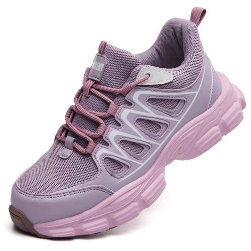 Hogent Steel Toe Shoes for Women Men Wide Non Slip Composite Work Sneakers Indestructible Comfortable Safety Tennis Shoes Lightweight Breathable Construction Sneakers Puncture Proof Ergonomic Design - Image 1
