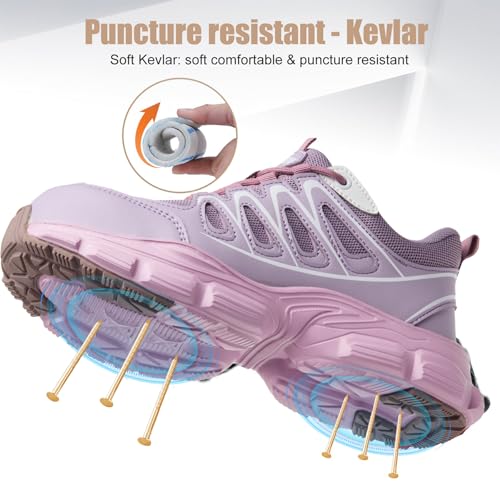 Hogent Steel Toe Shoes for Women Men Wide Non Slip Composite Work Sneakers Indestructible Comfortable Safety Tennis Shoes Lightweight Breathable Construction Sneakers Puncture Proof Ergonomic Design - Image 4