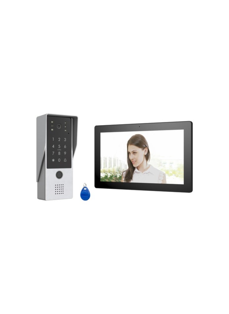 areb Smart video intercom set 10 inch touchscreen Wi Fi and Ethernet fingerprint and password unlock, RFID card support two way audio motion detection night vision remote control via app  - Image 1