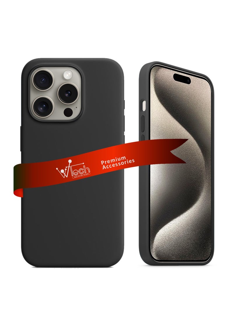 Wtech - Soft Liquid Silicone Case Cover For Apple iPhone 15 Pro Max 2023 Black - Image 1