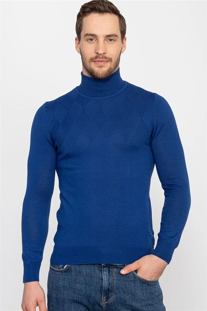 تودورس Slim Fit Slim Fit Full Turtleneck Self Patterned Thin Wool Men's Sweater