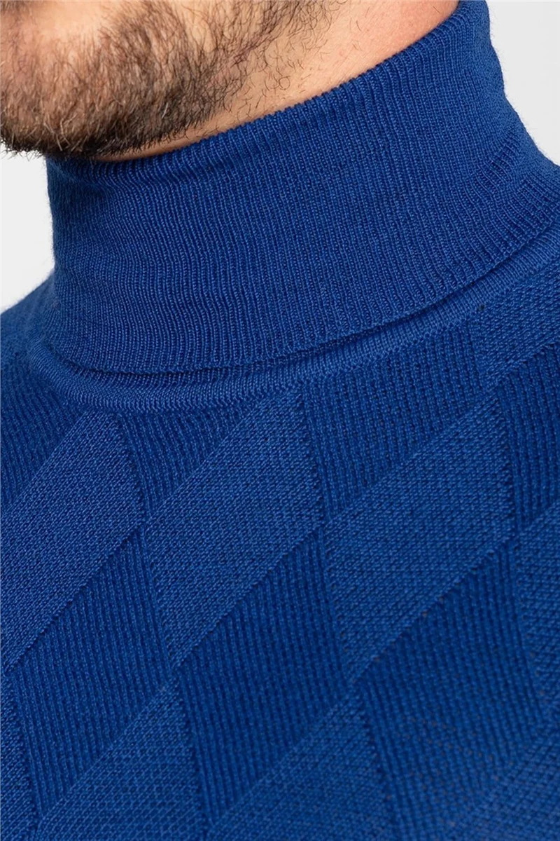 تودورس Slim Fit Slim Fit Full Turtleneck Self Patterned Thin Wool Men's Sweater