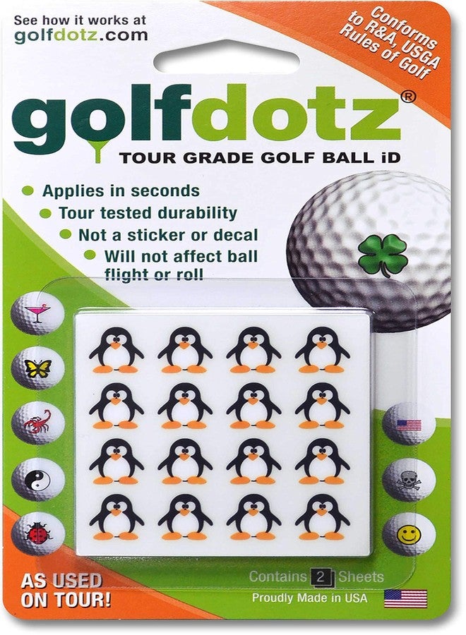 Golfdotz - USGA Rule Conforming Golf Ball Markers, Golf Ball Stickers for Marking Balls, No More Smearing from Stamps, Gifts for Golfers, Dads, and Retirees, (Penguin; 32-Count) - Image 2