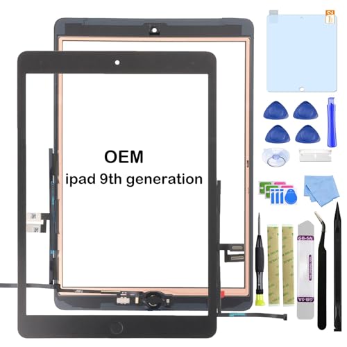 Paisrulim for iPad 9 (9th Generation) Screen Replacement, OEM Digitizer Touch Glass Replacement for ipad 9th Gen 10.2 inch (A2602 A2603 A2604 A2605，2021 Released) with Home Button (NO LCD) - Image 1