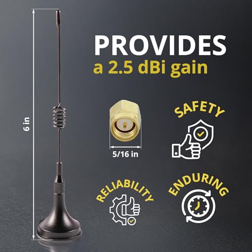 Electrodepot 433 MHz Unity Gain Omni 6-Inch Antenna with Magnetic Base and Male SMA Connector Kit – 50 Ohms Impedance for Garage Gate Door Opener - Image 5