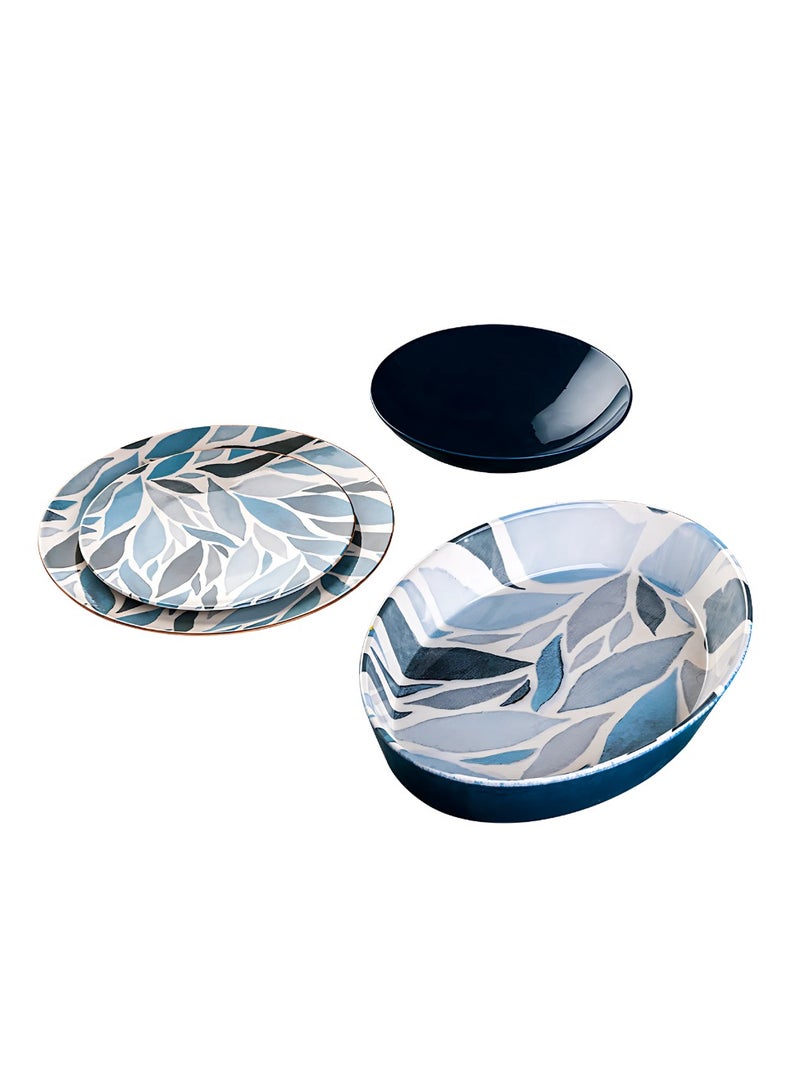 Lotus Fathi Mahmoud 19-Piece Marble Porcelain Dinner Set 