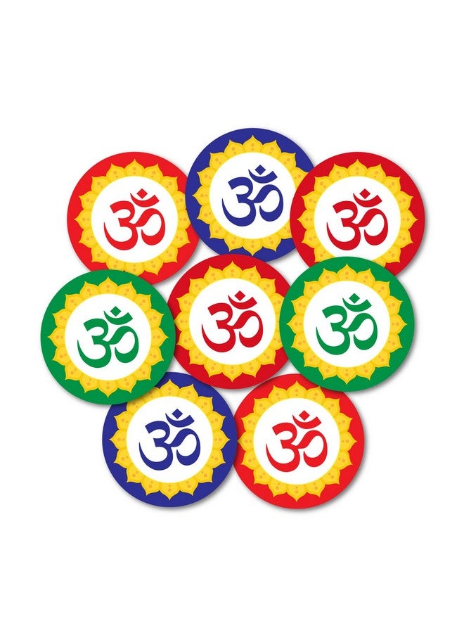 weRevel Om Symbol Decorative Party Stickers, 40 Count, 2 Inches, Round, 4 Traditional Colors - Image 1