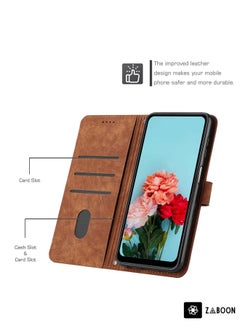 جرين تايجر حافظة هاتف جلدية بنمط شريطي لموتورولا موتو X40/X40 Pro/Edge+ 2023 مع حبل (بني)  - Image 4