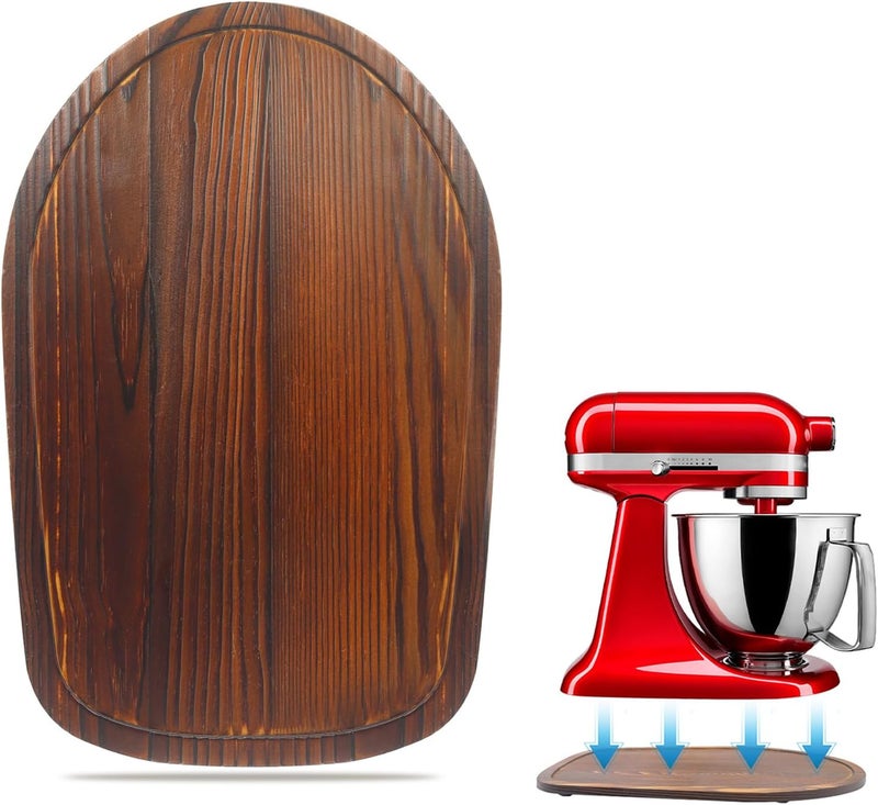 حصيرة منزلقة للخلاط من الخيزران لـ Tilt Head Kitchen Aid 4.5-5 Qt Stand Mixer، حصيرة منزلقة للأجهزة لـ Kitchenaid Artisan 4.5-5 Qt، ملحقات تخزين سطح المطبخ ملحقات صينية النقل (بني) - Image 1