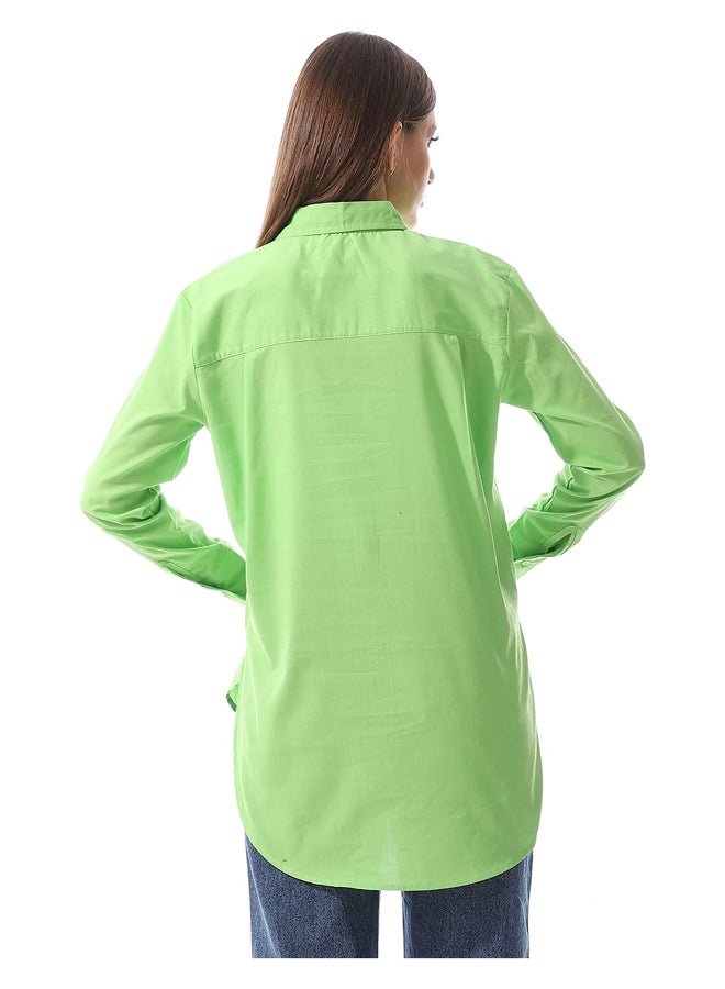 Andora Full Sleeves Plain Buttoned Shirt _ Green - Image 4