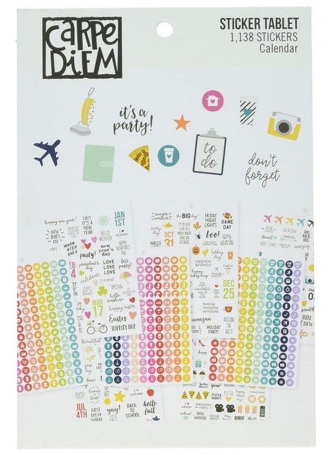 Carpe Diem A5 Sticker Calendar Multicolor