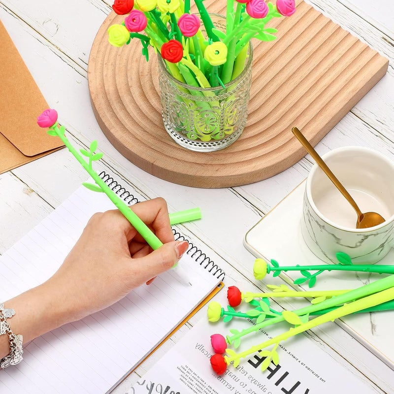 إكسفور أقلام الزهور هدايا أقلام الورد الاصطناعي، 30 قطعة أقلام حبر سوداء إبداعية 0.5 مم بكميات كبيرة هدايا حفلات الزفاف وأعياد الميلاد والمكتب والمدرسة، للأطفال والفتيات والنساء، لوازم تزيين المنزل والمدرسة - Image 3