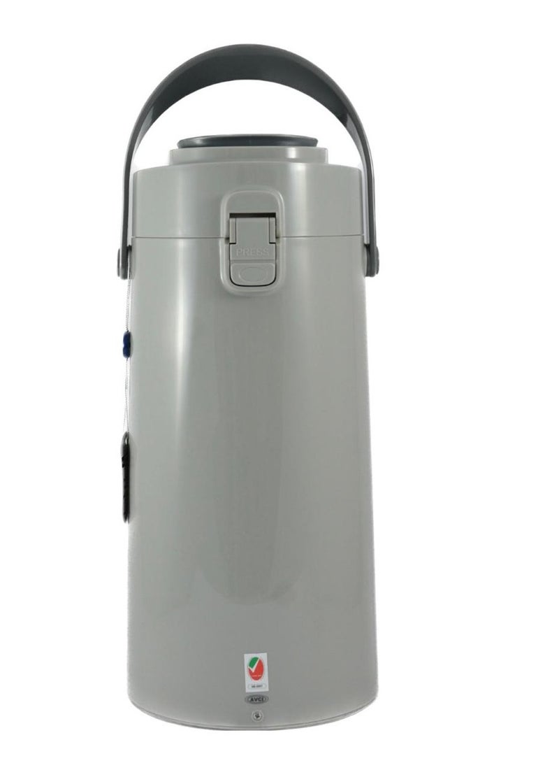 Homemaker Tea & Coffee Vacuum Flask With Pump, Insulated Double Wall Glass, 3 Litre Capacity, Grey - Image 2
