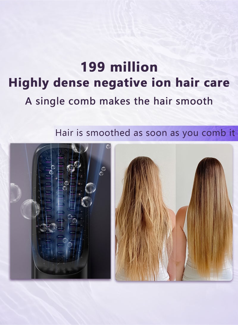 Electric Hair Straightener Brush, Portable Ceramic Ionic Straightening Comb and Curler, LED Display, Fast Heating, 3 Temp Settings & Anti-Scald Head Massager for All Hair Types - Image 4
