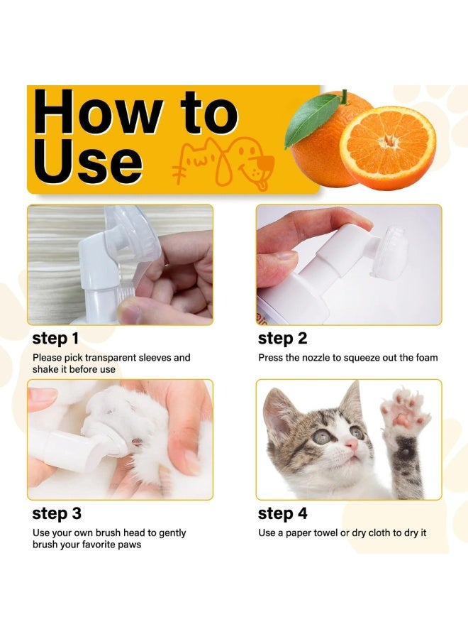Oimmal 150ML Waterless Paw Cleaner Foam Shampoo Pets Paw Cleaner for Cats Dogs Paw Cleaner Foam, No-Rinse Cats Feet Foam Cleaning Shampoo, Silicone Pet Grooming Brush Waterless Shampoo Paw Cleaner for Dogs Kitten Shampoo - Image 3