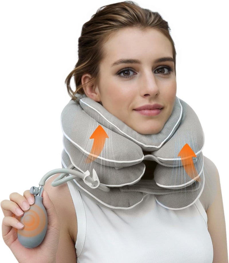 YOUWE7 Neck Stretcher with Neck Brace,Cervical Traction Neck Device,Neck Relief Tool,Adjustable Inflatable Cervical Brace,Home Use Neck Decompression New Technology Breathable Fabric Washable - Image 1