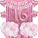 Cunnikku Sweet 16 Party Decorations Pink 16th Birthday Decorations for Girls Pink Sweet 16th Birthday Party Decoration for Her 16th Happy Birthday Banner for Girls Women 16th Birthday Party Supplies - Image 2