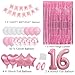Cunnikku Sweet 16 Party Decorations Pink 16th Birthday Decorations for Girls Pink Sweet 16th Birthday Party Decoration for Her 16th Happy Birthday Banner for Girls Women 16th Birthday Party Supplies - Image 4