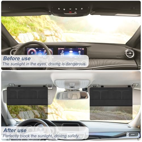 NAZZO Car Visor Extender Sun Blocker, Polarized Sunvisor Extension with Removable Magnetic PC Lens, Anti Glare Car Visor Extended for Safe Driving, Universal for SUV, Family Automotive, Black - Image 3